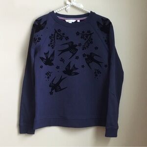Boden Magical Velvet Bird Crewneck Sweatshirt